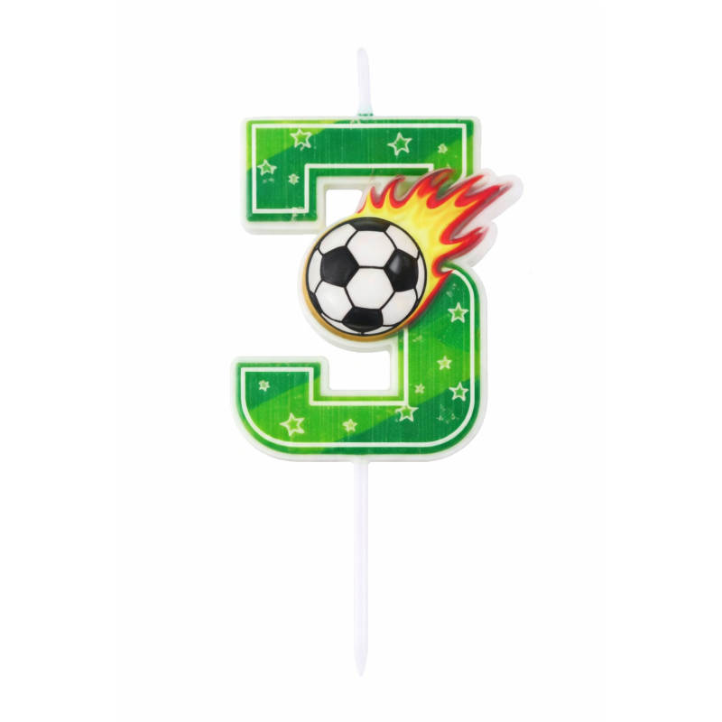 Vela De Cumpleaños Número 3 Fútbol De Partilandia