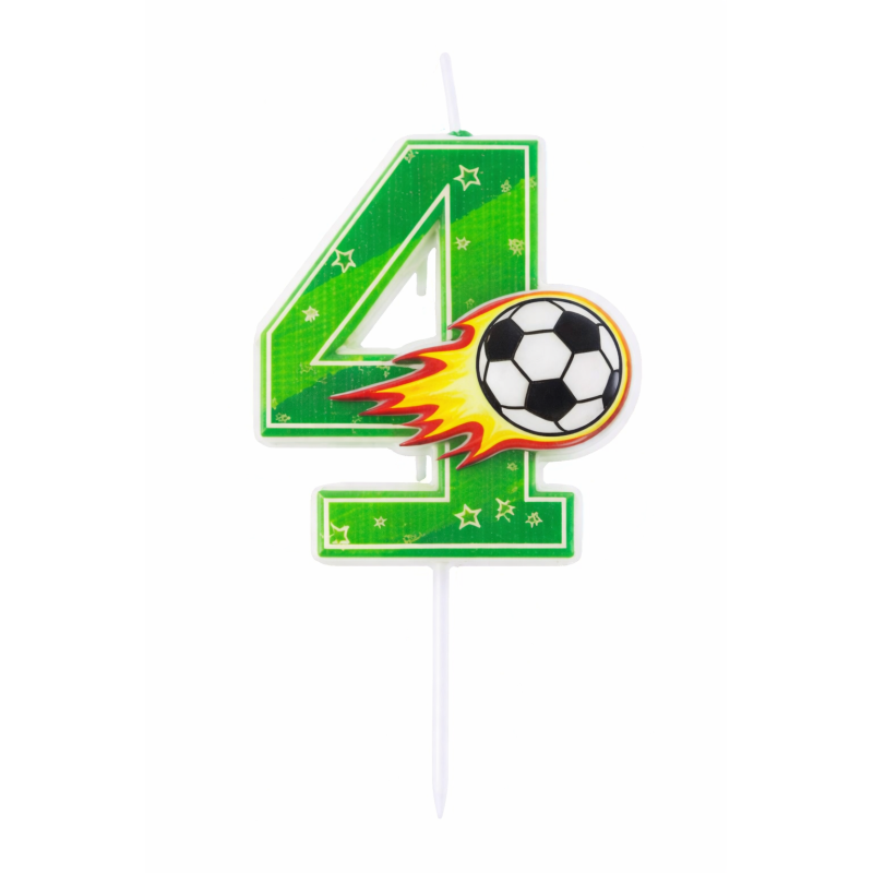 Vela De Cumpleaños Número 4 Fútbol De Partilandia