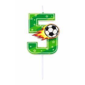 Vela De Cumpleaños Número 5 Fútbol De Partilandia