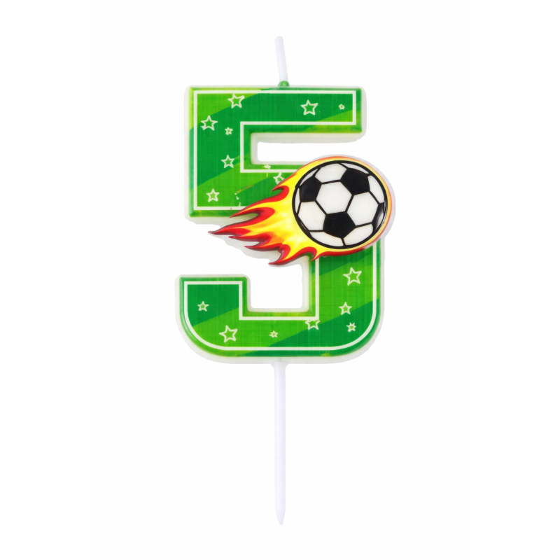 Vela De Cumpleaños Número 5 Fútbol De Partilandia