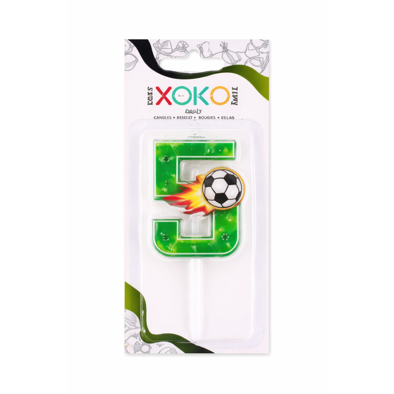 Vela De Cumpleaños Número 5 Fútbol