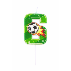 Vela De Cumpleaños Número 6 Fútbol De Partilandia