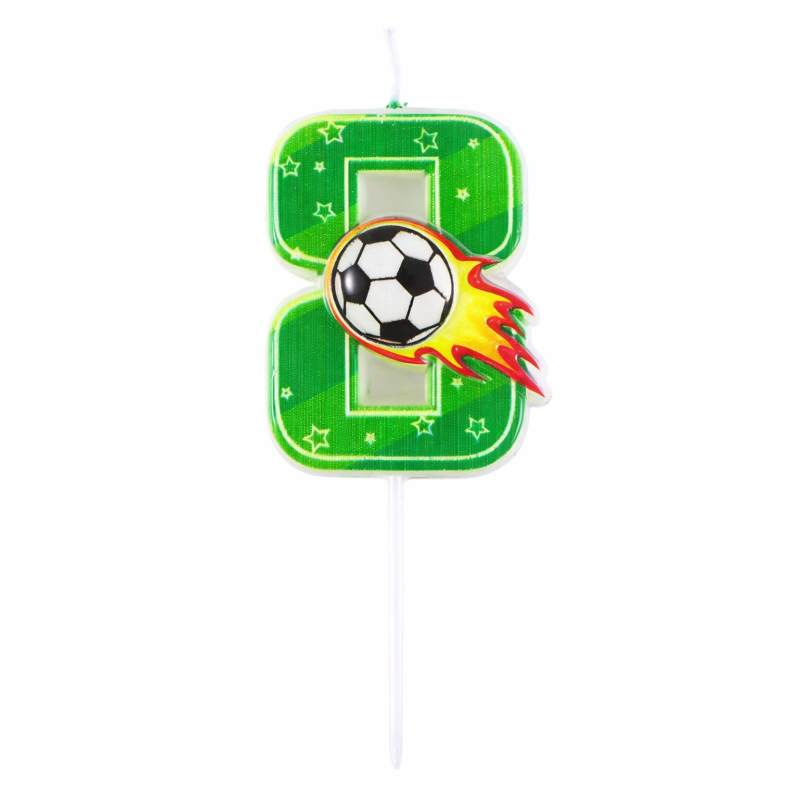 Vela De Cumpleaños Número 8 Fútbol De Partilandia