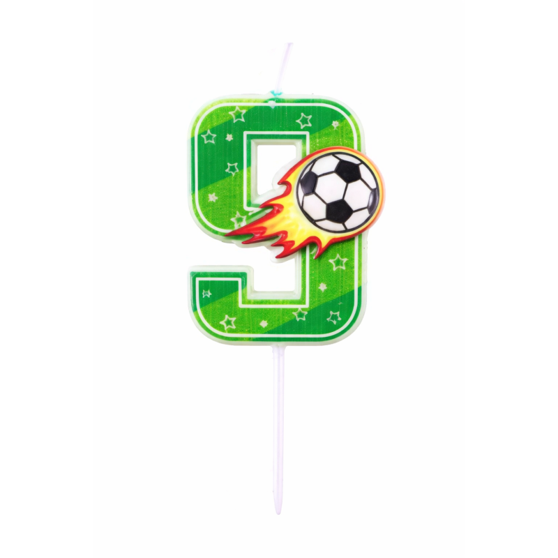 Vela De Cumpleaños Número 9 Fútbol De Partilandia