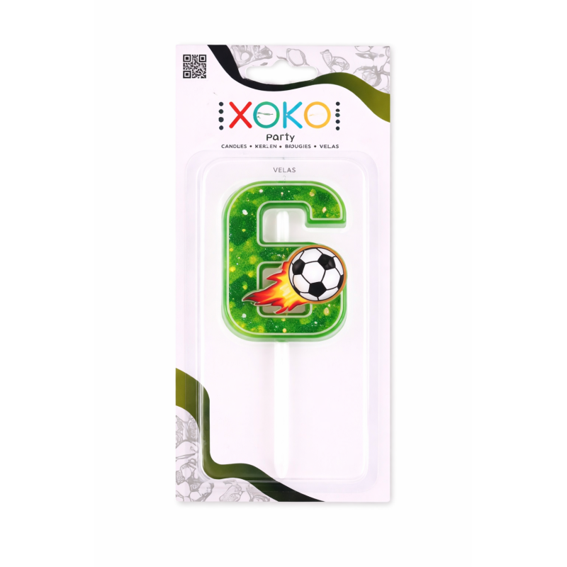 Vela De Cumpleaños Número 6 Fútbol