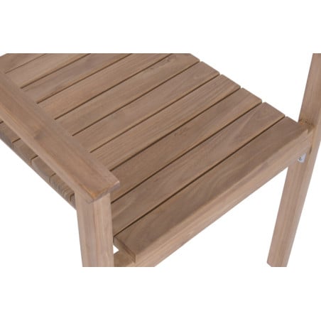 Silla De Teca Redondeada Apilable Natural 55x60x88 cm