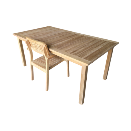 Silla De Teca Redondeada Apilable Natural 55x60x88 cm