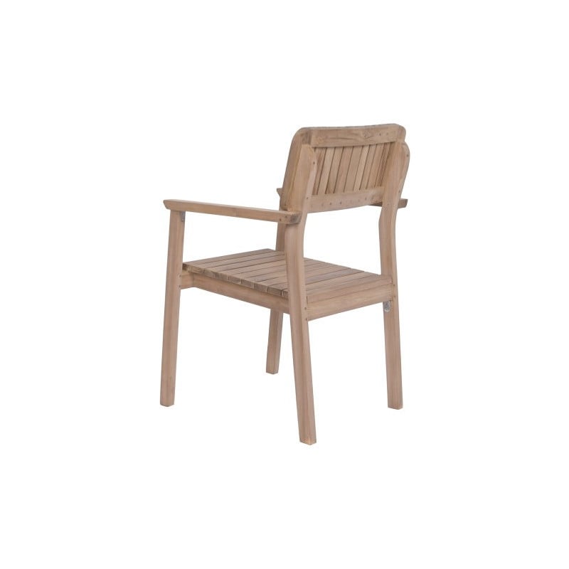 Silla De Teca Redondeada Apilable Natural 55x60x88 cm