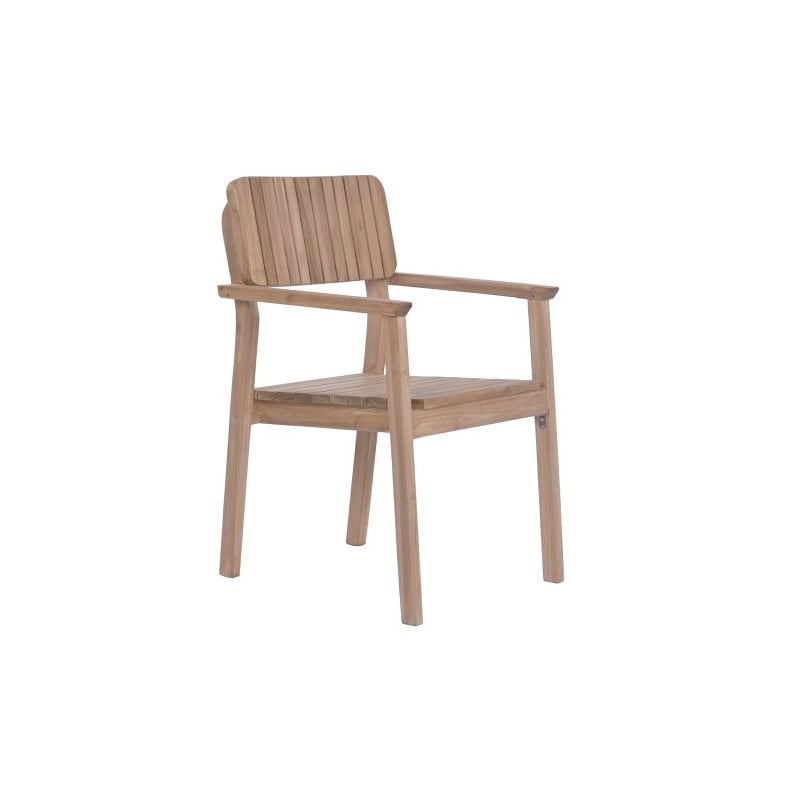 Silla De Teca Redondeada Apilable Natural 55x60x88 cm