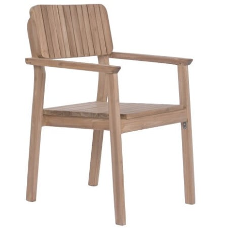 Silla De Teca Redondeada Apilable Natural 55x60x88 cm