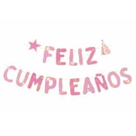 Guirnalda Feliz Cumpleaños Rosa 3 M De Partilandia