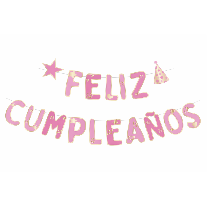 Guirnalda Feliz Cumpleaños Rosa 3 M De Partilandia