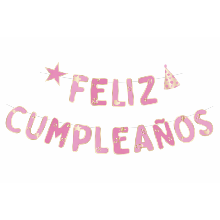 Guirnalda Feliz Cumpleaños Rosa 3 M De Partilandia