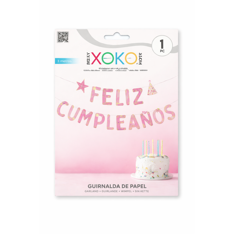 Guirnalda Feliz Cumpleaños Rosa 3 M