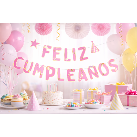Guirnalda Feliz Cumpleaños Rosa 3 M