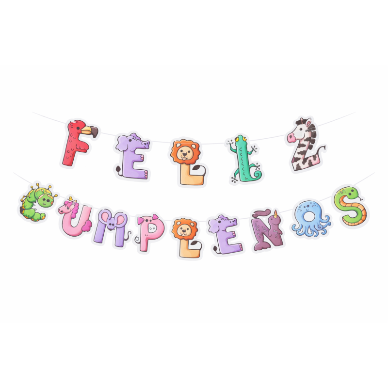 Guirnalda Feliz Cumpleaños Animales 3 M De Partilandia