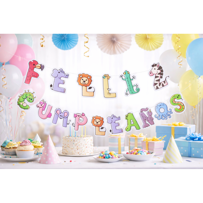 Guirnalda Feliz Cumpleaños Animales 3 M