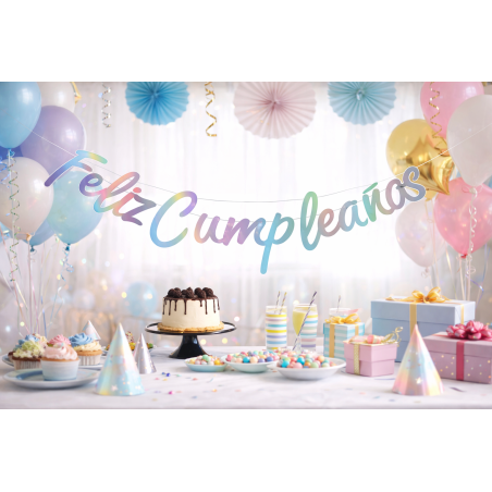 Guirnalda Feliz Cumpleaños Holográfico 1.8 M