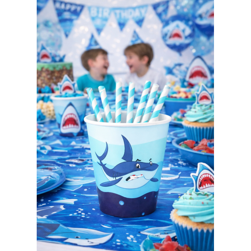 Vasos Tiburón 250 Ml 12 Uds