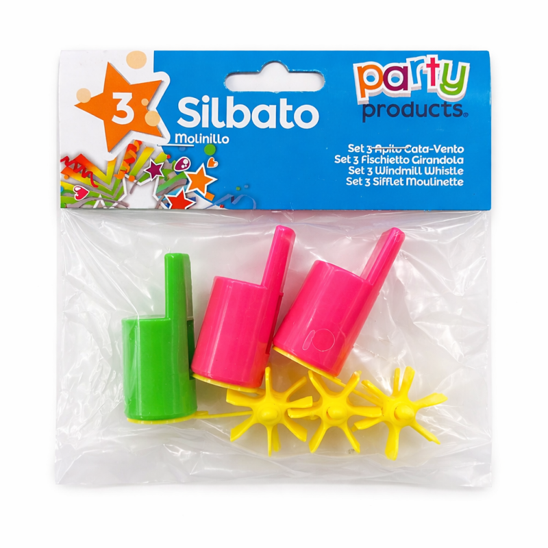 Bolsa De 3 Silbatos Con Molinillo Para Piñata