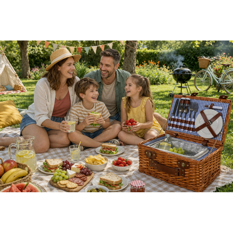 Cesta Picnic Mimbre Set 10 Piezas