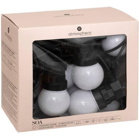 Guirnalda Solar Exterior Blanca Y Negra