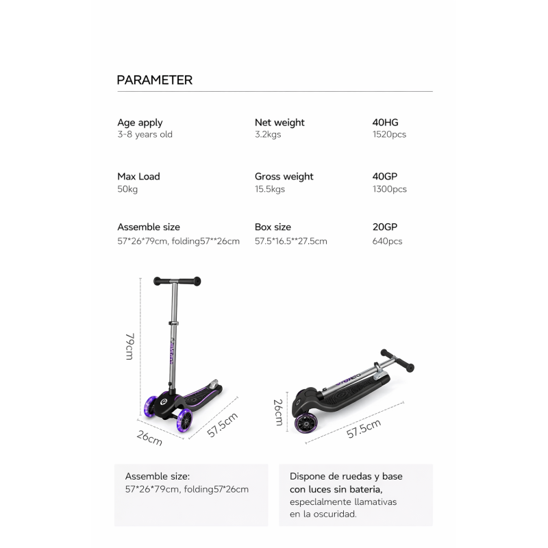 Qplay Patinete Future Eco Led Violeta