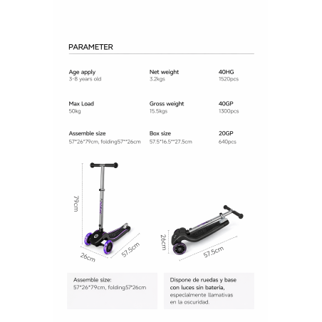 Qplay Patinete Future Eco Led Violeta