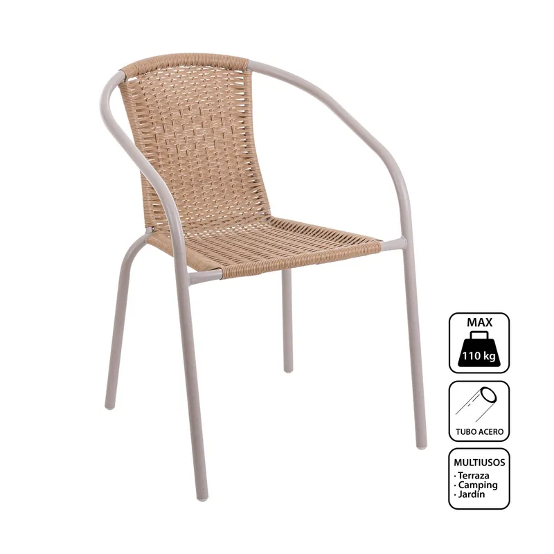 Silla Trivia Rattan Beige 2 Tonos