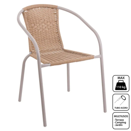 Silla Trivia Rattan Beige 2 Tonos