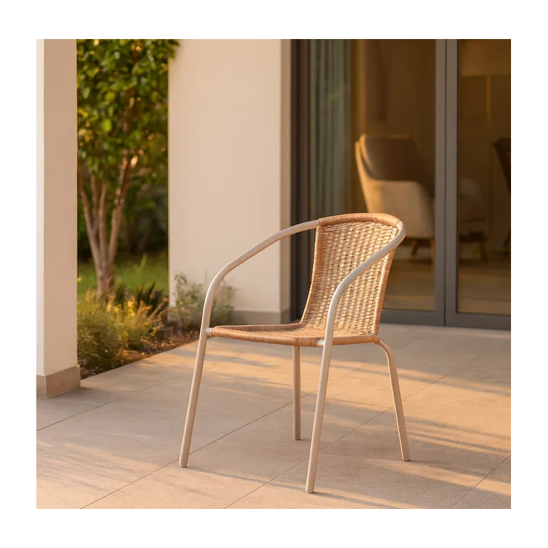 Silla Trivia Rattan Beige 2 Tonos