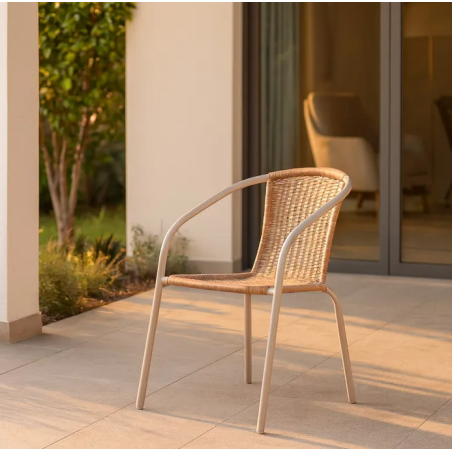 Silla Trivia Rattan Beige 2 Tonos