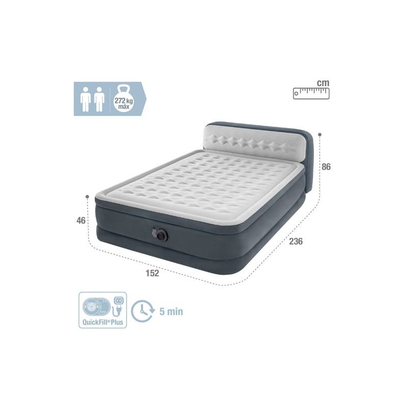 Colchón Hinchable Con Bomba y Cabecero 152x236CM
