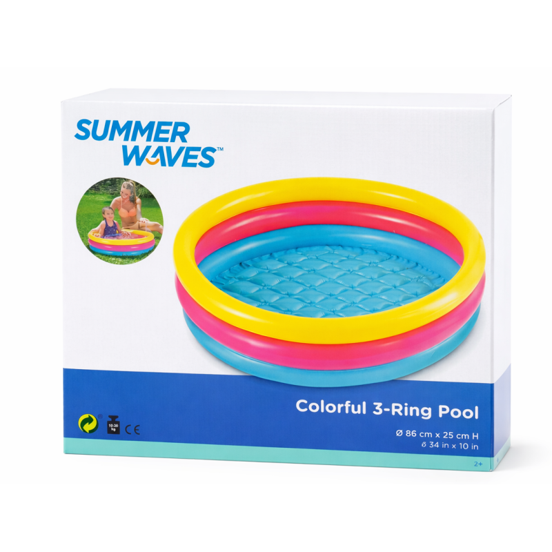 Piscina Infantil Colorful 3 Aros Hinchable 86 Cm