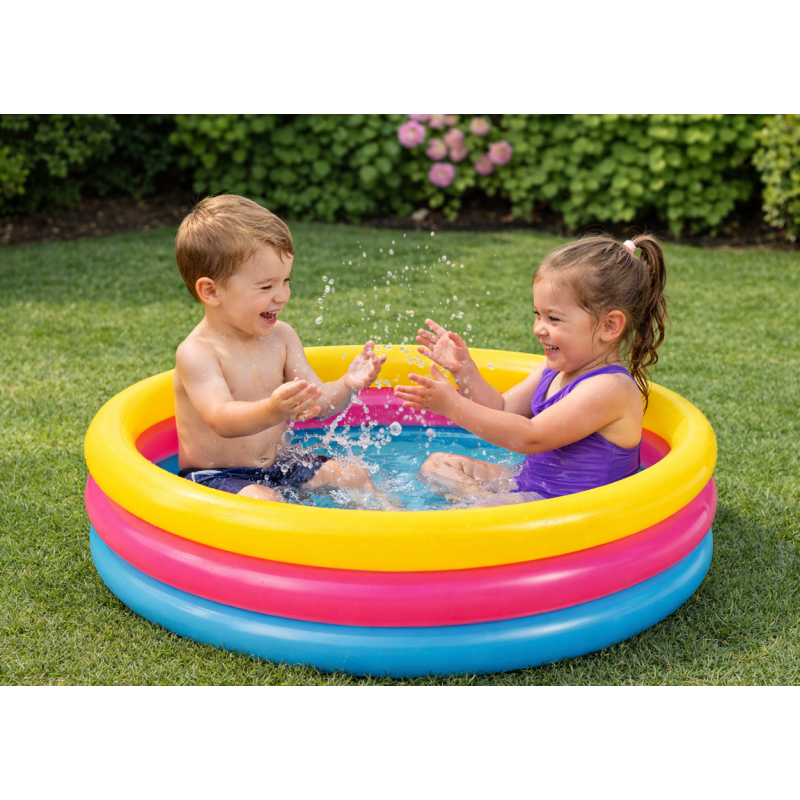 Piscina Infantil Colorful 3 Aros Hinchable 86 Cm