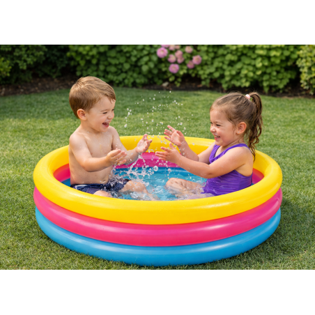 Piscina Infantil Colorful 3 Aros Hinchable 86 Cm