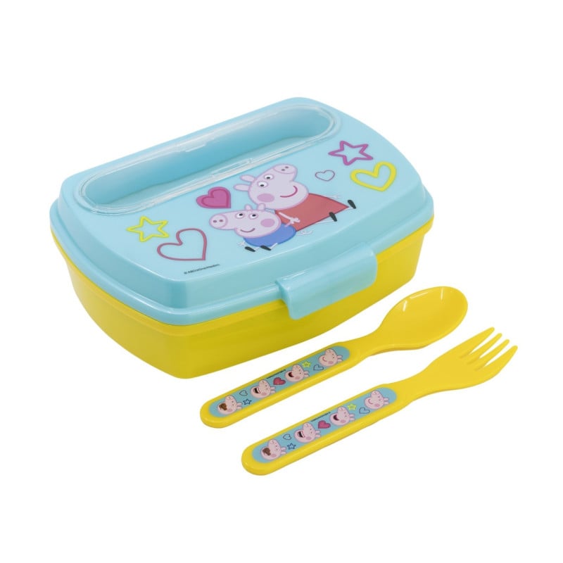 Sandwichera Rectangular Con Cubiertos Peppa Pig