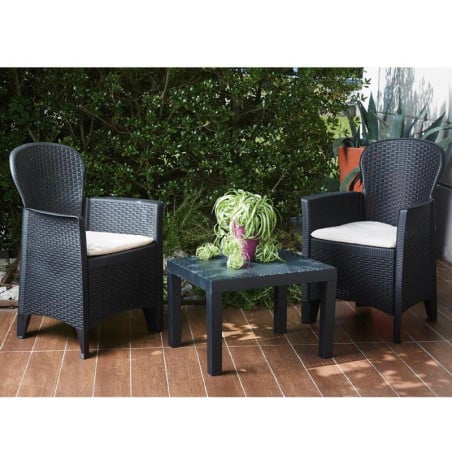 Conjunto Jardín Akita Resina Antracita 3 Piezas