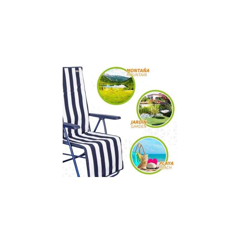 Tumbona Reclinable Rayas Azul y Blanca