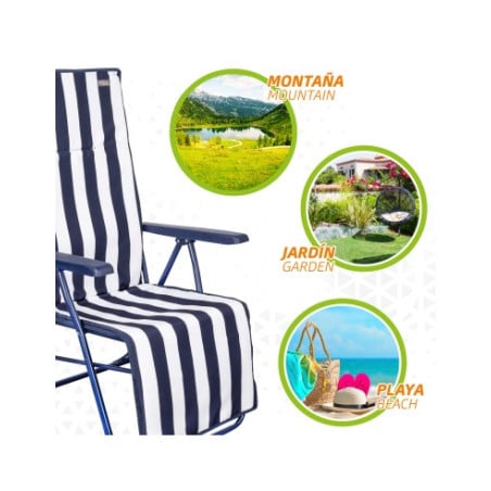 Tumbona Reclinable Rayas Azul y Blanca