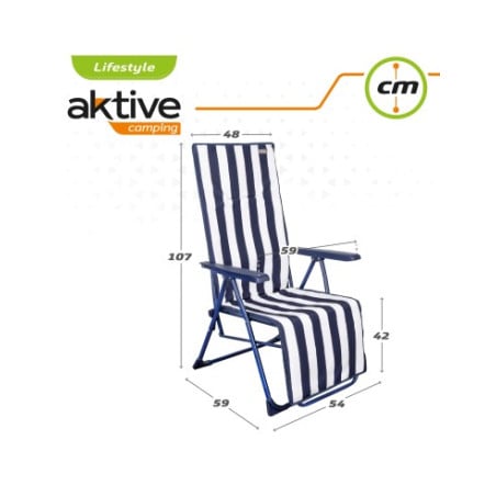 Tumbona Reclinable Rayas Azul y Blanca