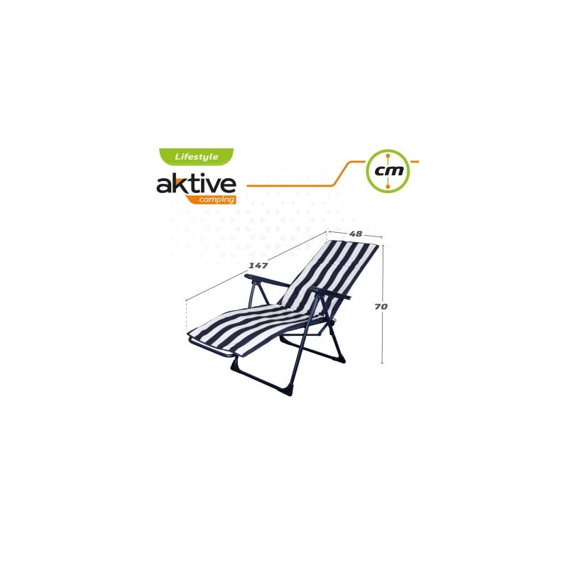 Tumbona Reclinable Rayas Azul y Blanca