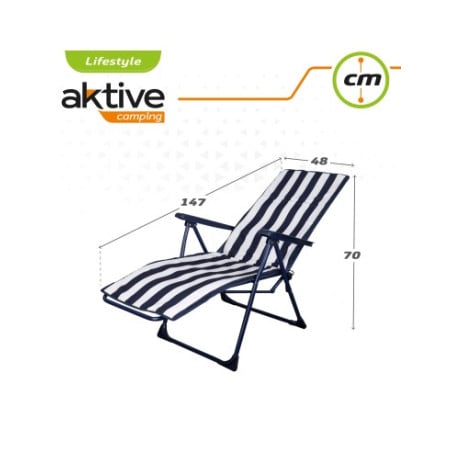 Tumbona Reclinable Rayas Azul y Blanca