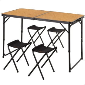 Mesa Plegable Aluminio Bambú 120x60CM