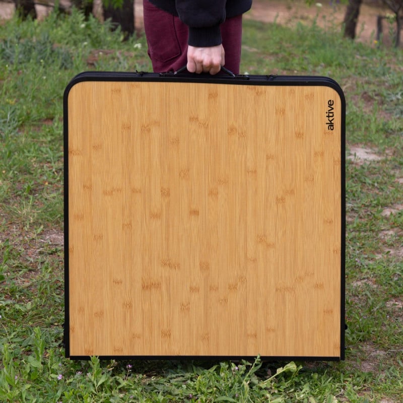 Mesa Plegable Aluminio Bambú 120x60CM