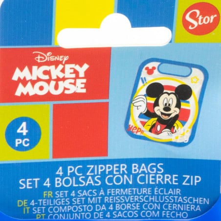 Set 4 Bolsas Con Cierre Zip Mickey Mouse