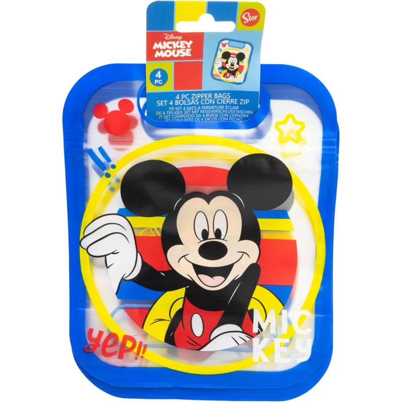 Set 4 Bolsas Con Cierre Zip Mickey Mouse