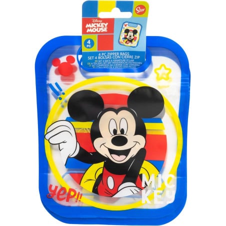 Set 4 Bolsas Con Cierre Zip Mickey Mouse
