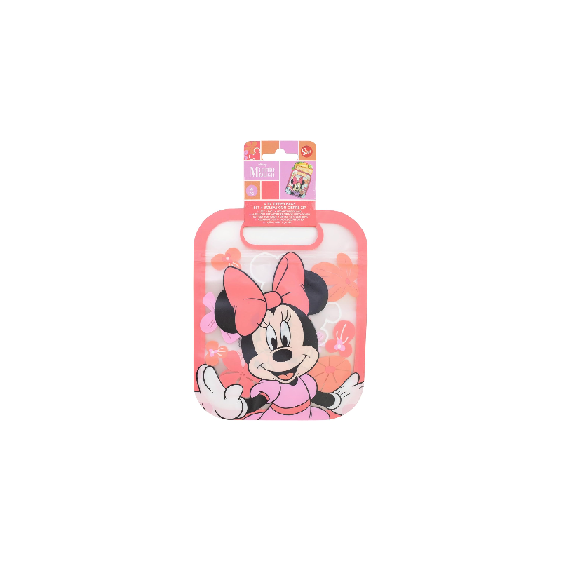 Set 4 Bolsas Con Cierrre Zip Minnie Mouse
