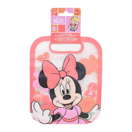 Set 4 Bolsas Con Cierrre Zip Minnie Mouse